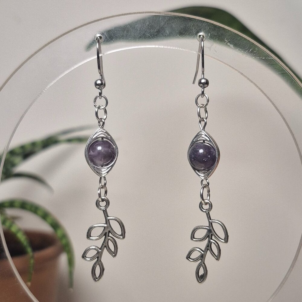 Amethyst in the Leaves Earrings